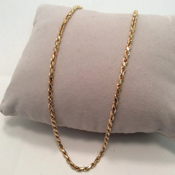 14KT SOLID REAL YELLOW GOLD ROPE CHAIN NECKLACE 18"  2.60MM  13.00 GRAMS - Picture 1 of 8